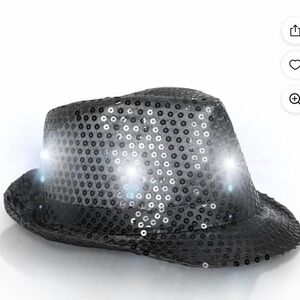 Light up Sequin Fedora Hat and Light up Tie Set